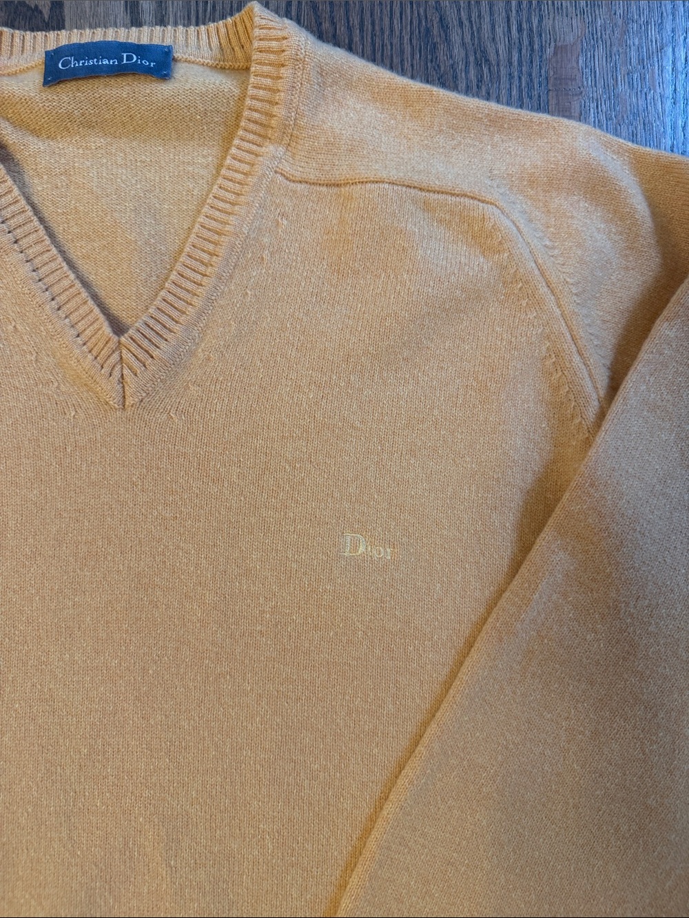 Dior Women's V-Neck Sweater in Mustard